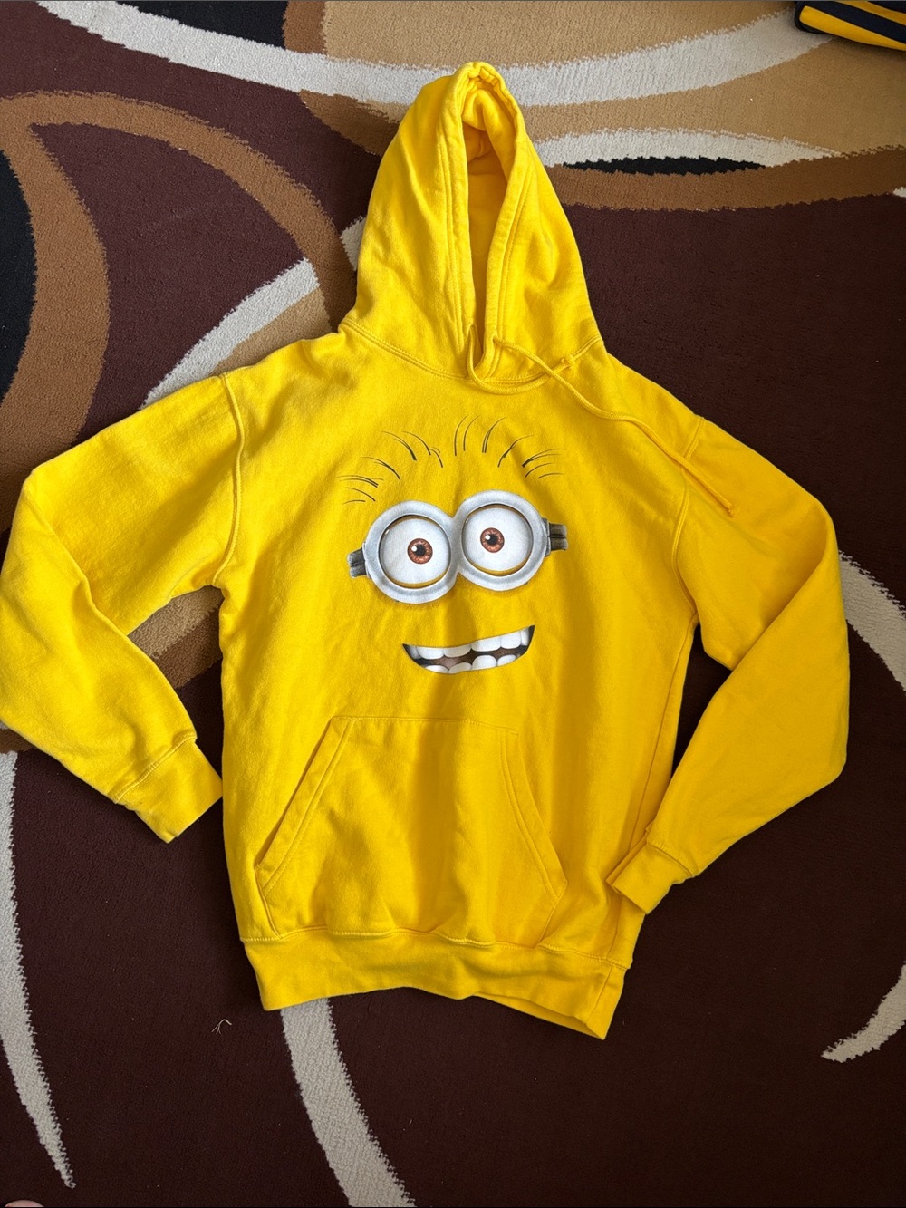 Adult medium  Yellow Minion Face Hoodie Sweatshirt
